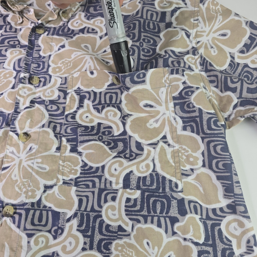 Vintage Polo Ralph Lauren Men's Large Hawaiian Button Down Shirt Floral Blue - Picture 4 of 10